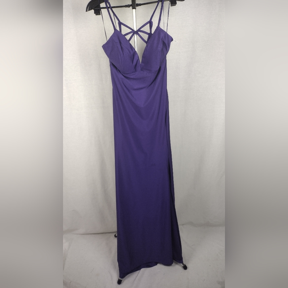 Morgan & Co Power Sateen Slim Hi Slit Deep V Ruched & Strappy Back Size 7 NWT - Picture 5 of 12